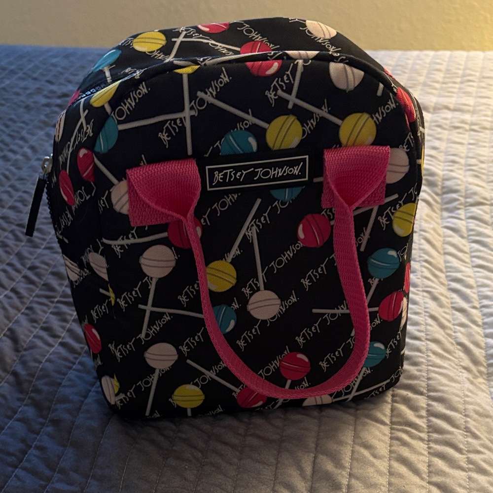 Betsey Johnson Candy Print Handbag with Pink Accents